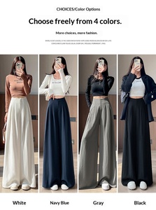 En stock, <span class=keywords><strong>pantalon</strong></span> de <span class=keywords><strong>costume</strong></span> en lin taille haute, nouveau pour l'automne, <span class=keywords><strong>pantalon</strong></span> ample à jambes larges, <span class=keywords><strong>pantalon</strong></span> décontracté droit, <span class=keywords><strong>pantalon</strong></span> long pour femmes - Product Image 4