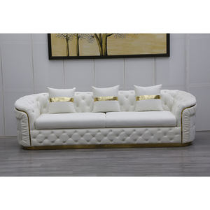 ชุดโซฟาเชสเตอร์ฟิลด์สีขาวสไตล์ยุโรปหรูหรา ขาสีโรสโกลด์ ผ้ากำมะหยี่ ตกแต่งกระดุม ผลิตจากโรงงานโดยตรง เหมาะสำหรับห้องโถงในวิลล่า - Product Image 3