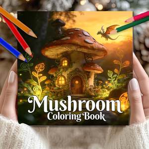 Libro para Colorear Personalizado con Diseño de Casa de Hongos, Impresión Personalizada, Cubierta de Cartulina de 250 g/m², Cuaderno para Aliviar el Estrés en Niños - Product Image 5