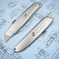 Couteau utilitaire rétractable en métal robuste |   Cutter en alliage d'aluminium avec verrou de sécurité |   Outil de coupe professionnel