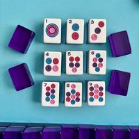 Jeu de tuiles de mahjong américaines en acrylique de luxe à 3 couches, gravées sur mesure, motif 'Deux moineaux et Lapin porte-bonheur', 160 tuiles, pour soirées de jeu