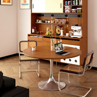 Table à manger de style océanique pour la maison, petite table à manger en bois de bouleau massif, design Bauhaus vintage minimaliste, sur mesure