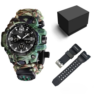 นาฬิกาข้อมือผู้ชายแบบอนาล็อกดิจิตอล แสดงเวลาสองระบบ กันน้ำ สำหรับกิจกรรมกลางแจ้ง กีฬา และยุทธวิธี - Product Image 1