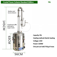 Colonne de cristal en acier inoxydable pour la diffusion de parfum, colonne de diffusion d'huiles essentielles, distillateur d'huiles essentielles, purification d'huiles essentielles florales, hydrolat