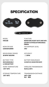 Moniteur de fréquence cardiaque avec sangle pectorale, capteur de fréquence cardiaque ANT+ avec batterie 400H, compatible avec les applications Strava/Wahoo Fitness/Polar Beat Yoga - Product Image 6