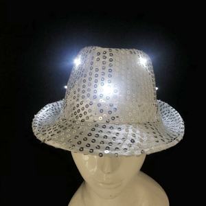 Sombrero de vaquero LED Lentejuelas Sombrero Fedora iluminado Disfraz de Año Nuevo Sombrero de vaquero de lentejuelas de neón para fiesta de neón Poliéster Liso 3 piezas AG13 - Product Image 4