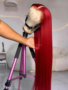 Parrucca 100% Capelli Umani Vergini Rossi, Ingrosso Capelli Grezzi Cambogiani, Parrucca Frontale in Pizzo HD 13x4, Parrucche Rosse Calde con Onde Profonde per Donne Nere - Product Image 3