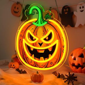 Halloween neon pumpkin <b>LED</b> wall decoration indoor <b>USB</b> powered home children bedroom party club atmosphere <b>light</b> indicator <b>light</b> - Product Image 6