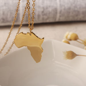 Collier Africain paslanmaz çelik takı kadınlar afrika altın kaplama ülke haritası afrika harita kolye - Product Image 2