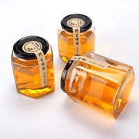 100Ml 500Ml 730Ml Kosong Wadah Kaca Heksagonal Stoples Madu Selai Jelly Kaca dengan Tutup Logam Frascos De Vidrio Para Mermeladas