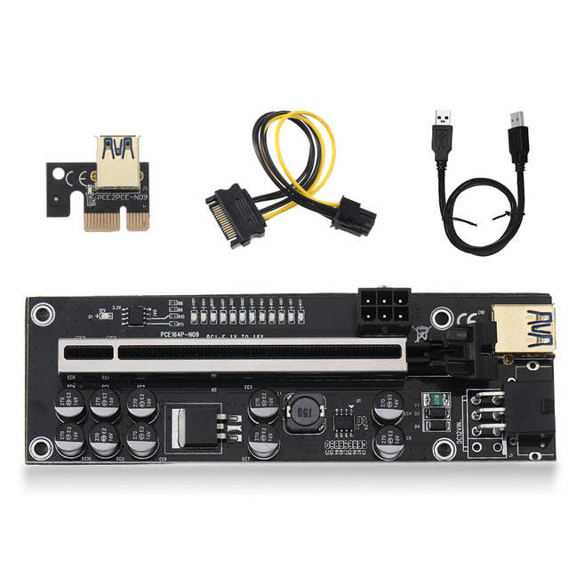 Newest VER011 USB 3.0 PCI-E Riser VER 011S Express 1X 4x 8x 16x Extender Riser Adapter Card SATA 15pin to 6 Pin Power Cable