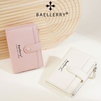 Dompet Wanita Baru Baellerry dengan Pola Lychee, Dompet Pendek Modis dengan Resleting, Banyak Slot Kartu, Kantong Uang Receh, Kantong Kartu