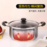 Ensemble moderne et pratique de trois pièces en acier inoxydable Pot à soupe binaural de style coréen Pot à lait en métal durable à poignée unique