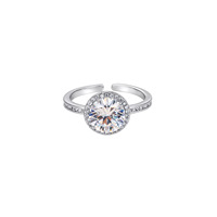 Runder CZ Halo-Ring für Damen Kubischer Zirkonia Verlobungsring Baguette-Kanal Solitär 18K Vergoldete Ringe Schmuck Geschenk