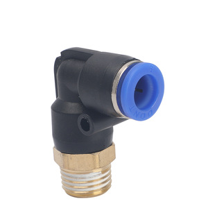 Conector neumático de conexión rápida tipo L Pl6 01, azul, de plástico, para manguera de aire. - Product Image 1
