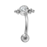 Vente en gros de barres transparentes en titane G23 ASTM F136 pour piercing de sourcil avec boule CZ pour femme
