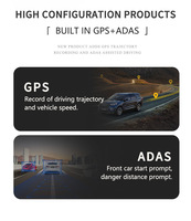 Caméra embarquée 4K pour voiture, 3 caméras (4K+1K+1K), Wi-Fi intégré, contrôle par application ADAS, certifiée CE ROHS, modèle A3, écran tactile