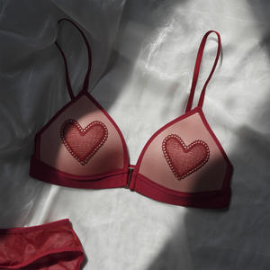 Soutien-gorge push-up style gothique, fin, sans armatures, sexy, en dentelle brodée, motif triangle rouge Année de <span class=keywords><strong>Naissance</strong></span>, pour femme, en nylon et polyester - Product Image 4