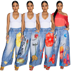 <span class=keywords><strong>Pantalon</strong></span> décontracté tendance K10833 <span class=keywords><strong>pour</strong></span> femme, taille haute, élastique, respirant, ample, imprimé floral, <span class=keywords><strong>pantalon</strong></span> large, <span class=keywords><strong>pantalon</strong></span> long <span class=keywords><strong>pour</strong></span> femmes - Product Image 1