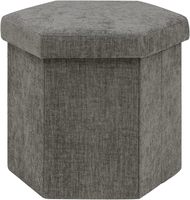 Chengjun Banc Ottoman Pliant Multifonctionnel en Tissu Velours 43*38*38cm, Polygone, pour Entrée, avec Rangement Intégré pour Chaussures