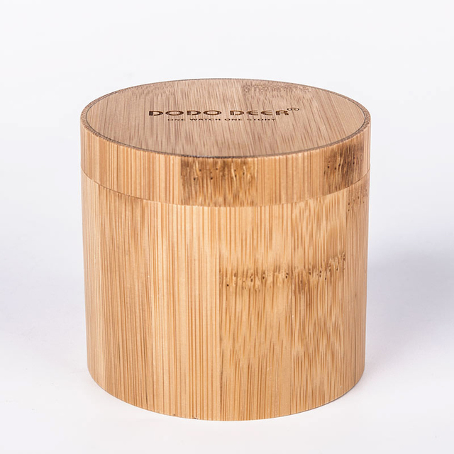 Wholesale DODO DEER Eco-Friendly Handmade Round Watch Boxes Custom OEM Logo Cylinder Bamboo Laser Engraving Feature Linen Pillow