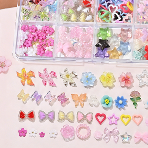 Kit de Accesorios para Decoración de <span class=keywords><strong>Uñas</strong></span> con Gemas en Forma de Flores, Mariposas, Estrellas y Corazones en Tonos <span class=keywords><strong>Pastel</strong></span>, para Bodas y Manicura Personal - Product Image 2