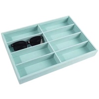Présentoir à lunettes moderne en velours à 8 compartiments, bleu, beige, rose, organisateur de lunettes empilable, boîte de rangement pour bijoux pour tiroir de placard