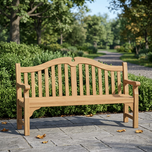 Banc de patio en teck personnalisé, banc de jardin minimaliste en bois pour hôtel, complexe hôtelier, école - Product Image 1