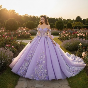 Robe de Quinceañera violette Dy6910, robe de bal à épaules dénudées, robe de Sweet 16 Jancember - Product Image 1