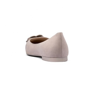 Crema boca baja del dedo del pie redondo de cuero de gamuza desnuda planos de <span class=keywords><strong>mujer</strong></span> dulce zapatos de bailarina - Product Image 5