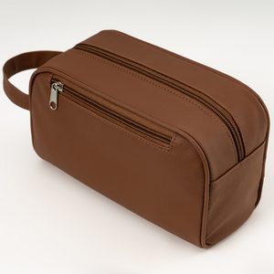 Bolsa de Aseo de Cuero PU Personalizada con Logotipo Empresarial, Portátil, para Hombre y Mujer, para Almacenamiento, Informal, Impermeable, con Asa - Product Image 2