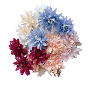 Fleur artificielle de chrysanthème à trois têtes, 30 cm, 100 cm, en soie, pour décoration de mariage, écologique - Product Image 3