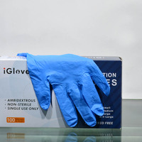 Gants jetables en nitrile bleu ciel sans poudre pour les aliments et les gants de protection industriels