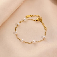 Pulseras de Perlas Chapadas en Oro para Mujer, Joyería de Moda, Pulseras Finas con Dijes
