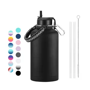 Wevi 64oz Non-toxic Double Wall Travel Gym Sports Stainless Steel Water Bottle With Carrying Rope