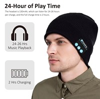 Bonnet musical avec écouteurs sans fil intégrés, bandeau tricoté amovible et lavable, oreillettes mains libres pour l'hiver et les activités de plein air