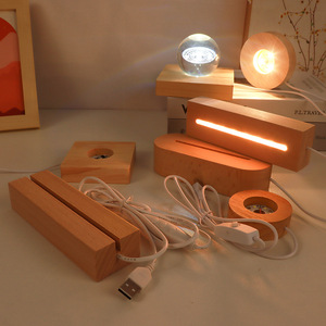 Noyer noir carré lumière chaude bois massif Base lumineuse stockage interrupteur tactile <span class=keywords><strong>LED</strong></span> cristal aquarium support de <span class=keywords><strong>lampe</strong></span> veilleuse - Product Image 5