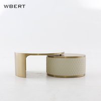 WBERT Table basse italienne de luxe en cuir et métal Rock Board Simple moderne haut de gamme créative haut de gamme Design bas pour le salon
