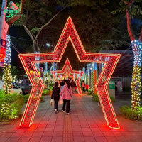 Kommerzieller Riesiger Outdoor Wasserdichter Maßgefertigter 3D LED-Bogen Tunnel Sternmotiv-Licht Weihnachtspark Landschafts-Feiertagsdekoration