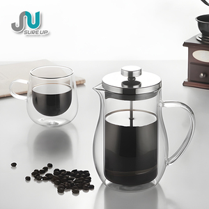 Cafetière à piston transparente <span class=keywords><strong>en</strong></span> <span class=keywords><strong>verre</strong></span> borosilicate de haute qualité, filtre <span class=keywords><strong>en</strong></span> maille à 3 couches 304, bec verseur <span class=keywords><strong>en</strong></span> forme de V, résistante à la chaleur/au froid - Product Image 2