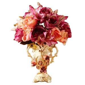 แจกันเซรามิกยุโรปหรูหราหรูหราพร้อมที่จับสำหรับห้องนั่งเล่นหรือการตกแต่งทางเข้า - Product Image 1