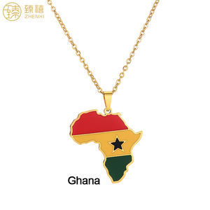 ZHENXI – collier pendentif en acier inoxydable, plaqué or 18K, résistant au ternissement, carte <span class=keywords><strong>africaine</strong></span>, de la malaisie, du Nigeria et du Ghana, pour femmes, 2022 - Product Image 6