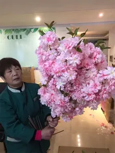 Fleurs de branches d'arbre de fleurs de cerisier artificielles en soie unique M-1168