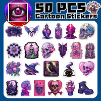 En vrac En Gros Gothique Autocollants Dessin Animé Violet Crâne Halloween Stickers Étanche Vinyle Stickers pour DIY Planificateurs Téléphone Cas