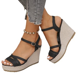 Nouvelles sandales <span class=keywords><strong>compensées</strong></span> confortables à brides croisées style espadrille pour femme, idéales pour l'extérieur – Collection été transfrontalière - Product Image 5