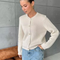 Pull-over décontracté cardigan en tricot élastique à manches longues de style russe européen et américain pour l'automne et l'hiver