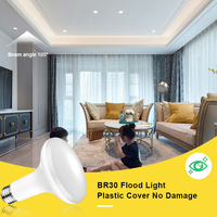   Projecteur LED BR30 homologué ETL, puissance réelle 9W/8W/7.2W, équivalent 65W, 120V, dimmable, culot moyen E26