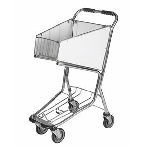 Carrito de equipaje portátil de 2 niveles con asa extraíble, estante de malla y protector transparente, construcción metálica robusta - Product Image 5