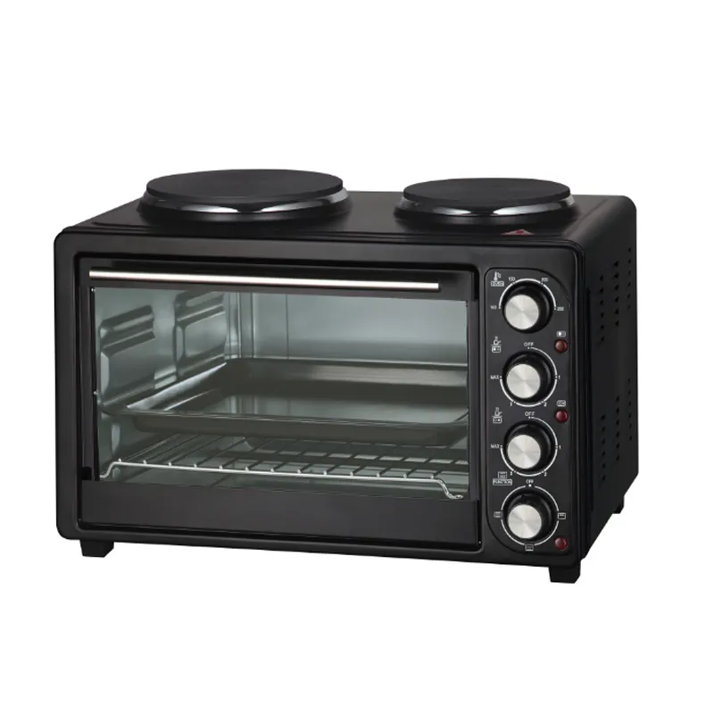 BOYANG 30L oven panggang listrik dengan piring panas, piring panas dengan oven 2 piring Oven rumah untuk roti