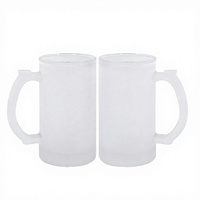 Mug à bière en verre givré transparent de 16 oz pour sublimation, avec poignée